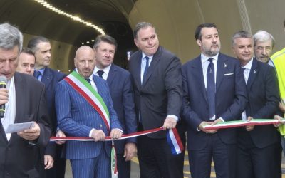 Christian  Estrosi, Matteo Salvini e le autorità locali inaugurano il tunnel del col di Tenda