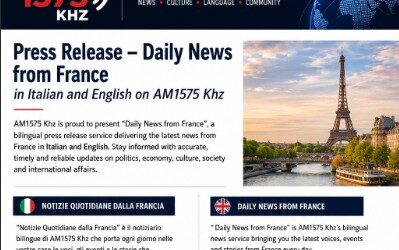 Press Release: Daily News from France in Italian and English on AM1575 KhZ, audiovisione.com and AM1575news.com