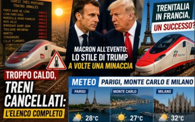 Troppo caldo, Treni cancellati: l’Elenco completo – Macron: Lo Stile di Trump a volte una minaccia – Trenitalia in Francia, un successo? – Meteo Parigi Monte Carlo e Milano