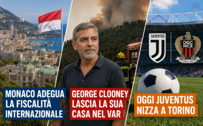 Nizza24 venerdì 31 luglio: Monaco Adegua la Fiscalità Internazionale – George Clooney Lascia la sua Casa nel Var – Oggi Juventus Nizza a Torino – Météo